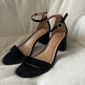 Black Suede Ankle Strap Heels